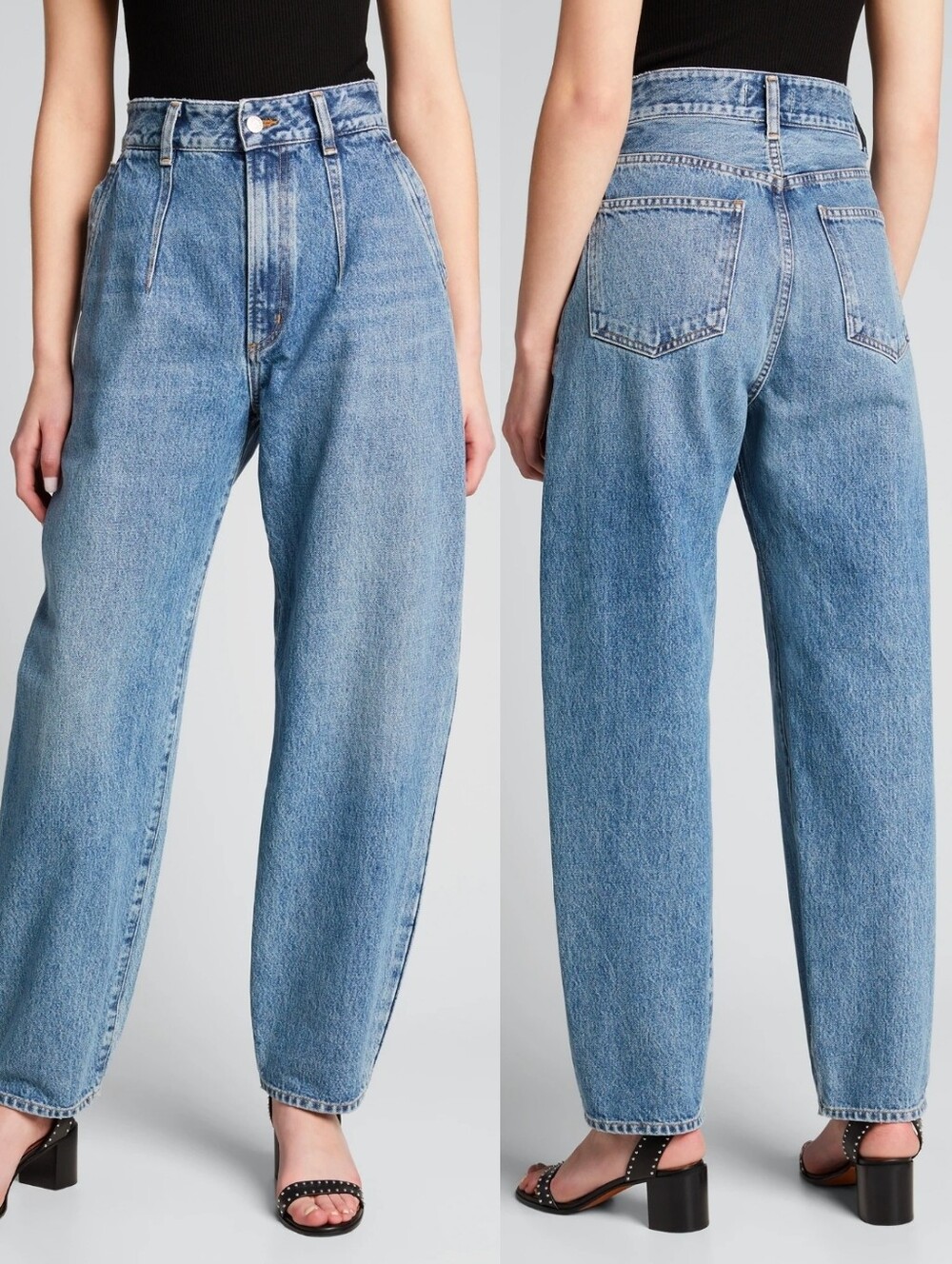 AGOLDE Blue Denim Darted Curved Balloon Leg Baggy Jeans